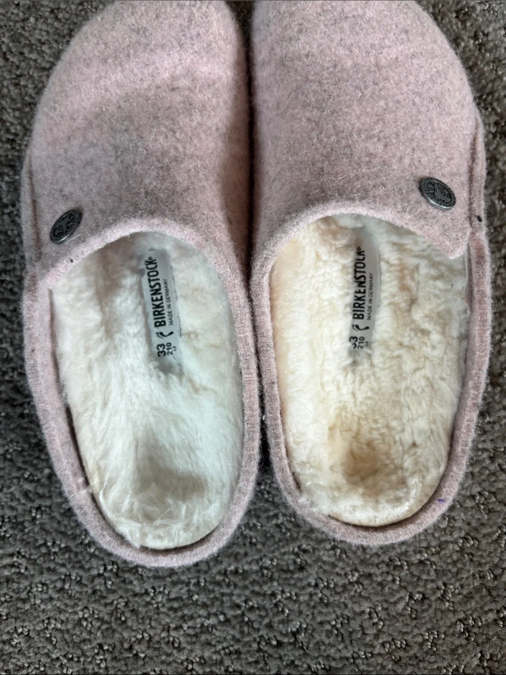 Birkenstock Kids Pink Wool Slip-On Clogs